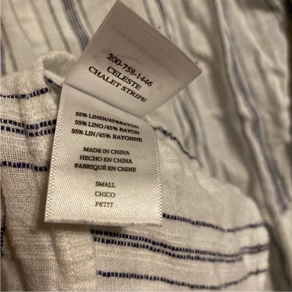 Rails Small Celeste Chalet Stripe Linen Button Blouse White Multi S - Picture 4 of 5